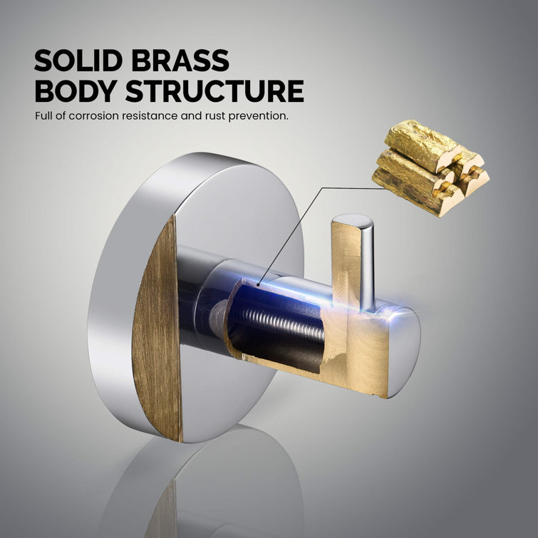 Chrome 2-Inch Solid Brass Wall Mounted Robe Hook