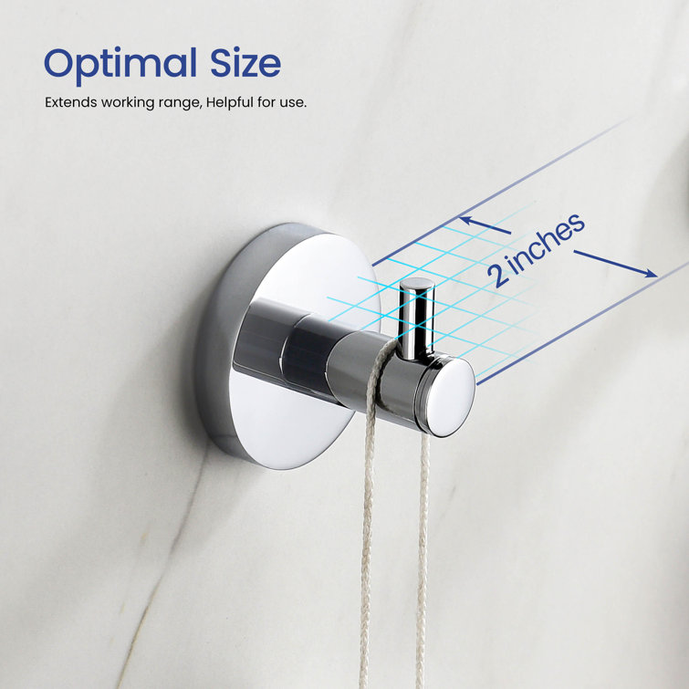 Chrome 2-Inch Solid Brass Wall Mounted Robe Hook