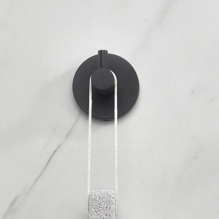 Matte Black Circular Wall Mounted Robe Hook Set