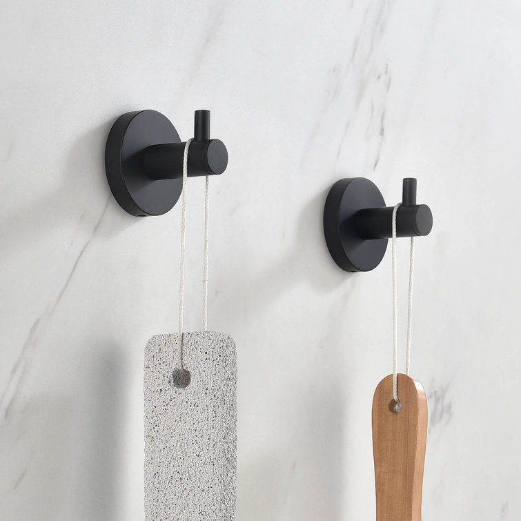 Matte Black Circular Wall Mounted Robe Hook Set