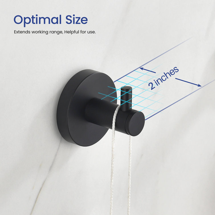 Matte Black Circular Wall Mounted Robe Hook Set