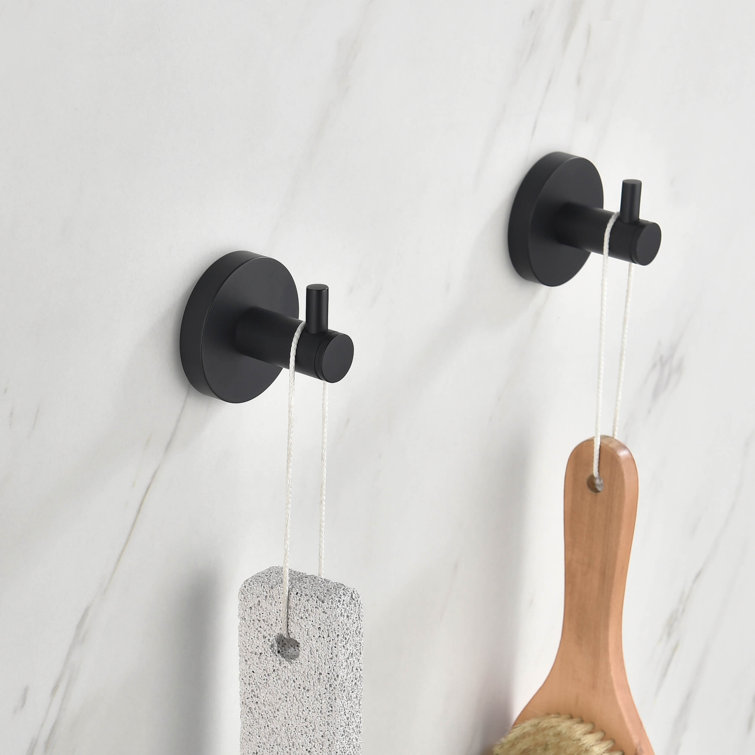 Matte Black Circular Wall Mounted Robe Hook Set