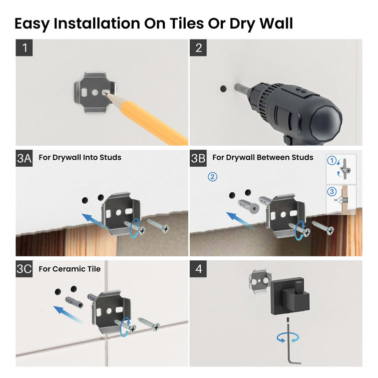 Chrome Wall Mounted Cube Bathroom Robe Hook Set