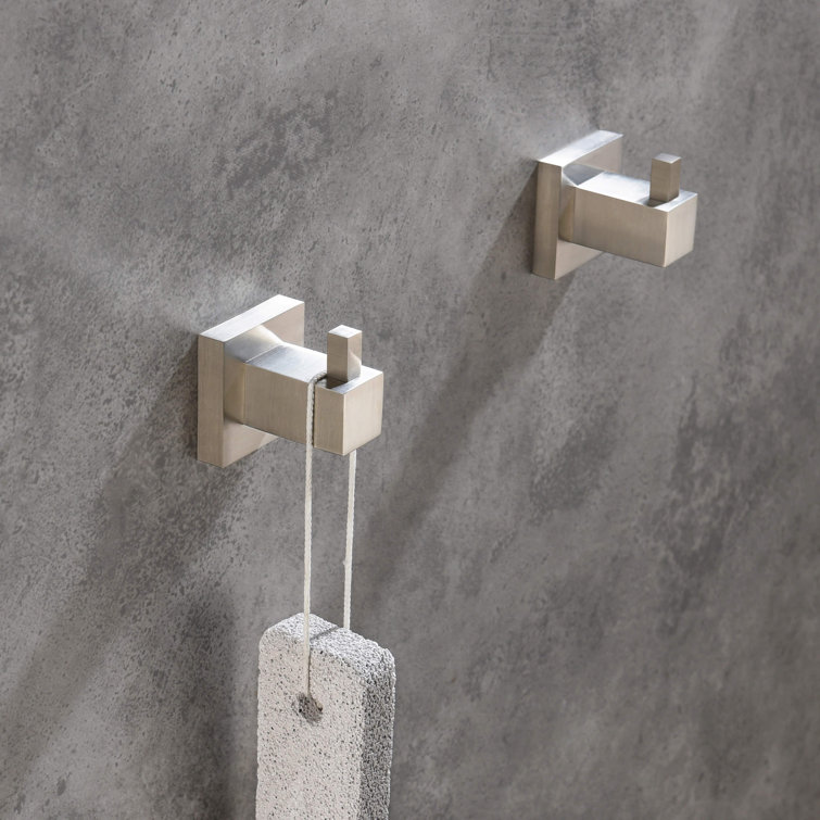 Brushed Nickel Solid Brass Wall Mounted Cube Robe Hook