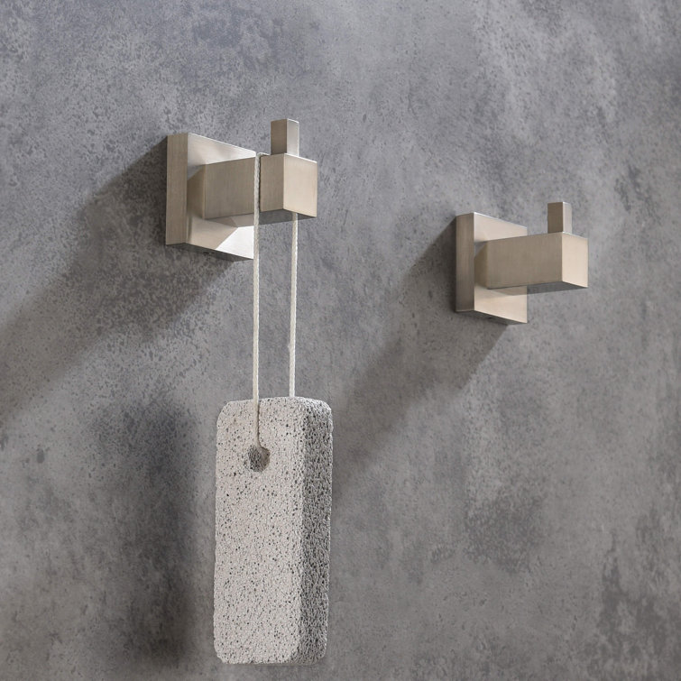 Brushed Nickel Solid Brass Wall Mounted Cube Robe Hook