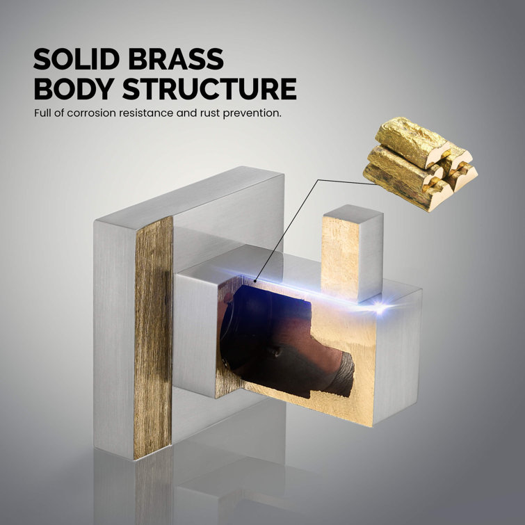 Brushed Nickel Solid Brass Wall Mounted Cube Robe Hook