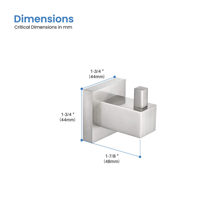 Brushed Nickel Solid Brass Wall Mounted Cube Robe Hook
