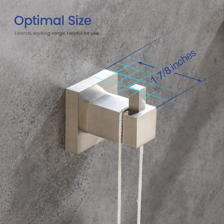 Brushed Nickel Solid Brass Wall Mounted Cube Robe Hook