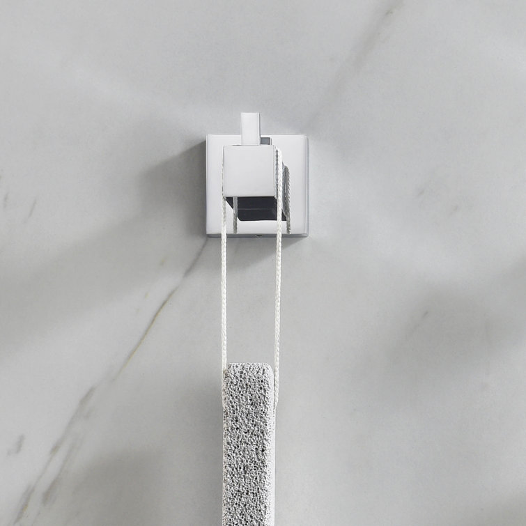 Chrome Wall Mounted Cube Bathroom Robe Hook Set