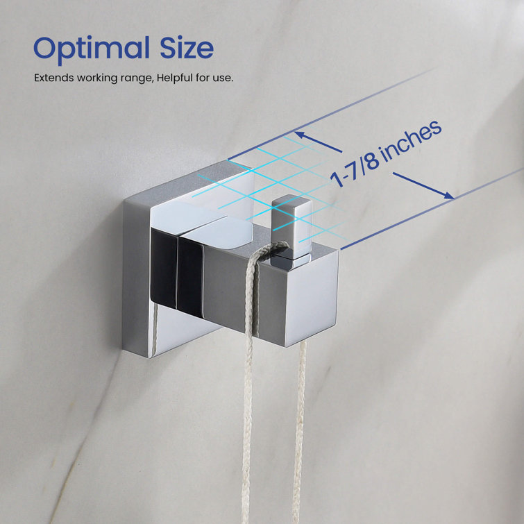 Chrome Wall Mounted Cube Bathroom Robe Hook Set