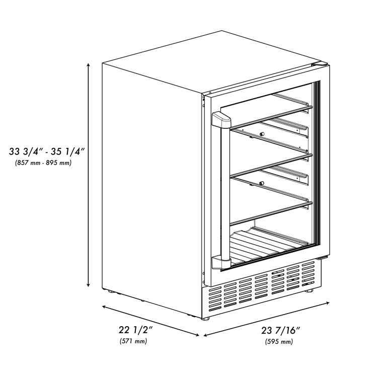 ZLINE 24" Stainless Steel Beverage Fridge with Champagne Bronze Handle