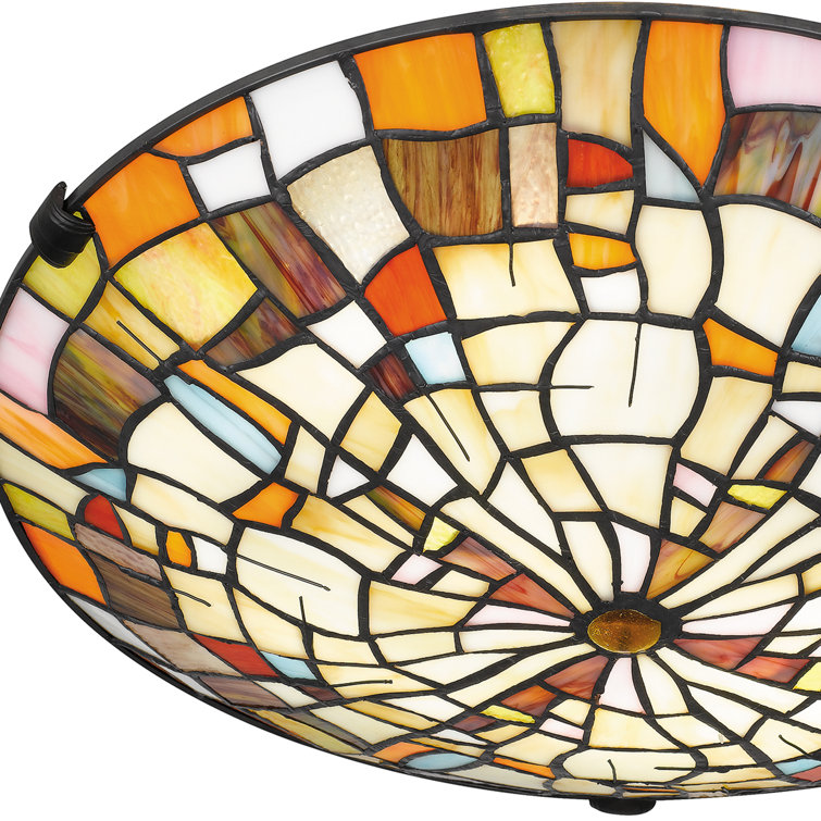 Stinson 16.5" Multicolor Art Glass 2-Light Matte Black Flush Mount