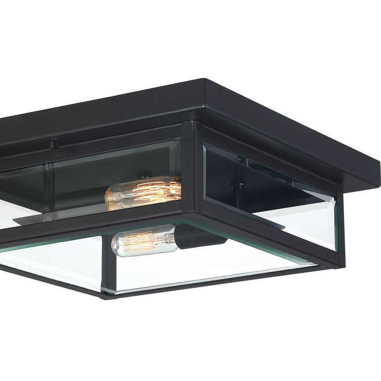 Earth Black Glass Flush Mount Ceiling Light with Clear Panels