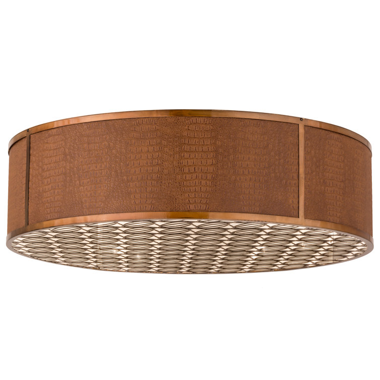 Copper Glass Drum LED Flush Mount Ceiling Light