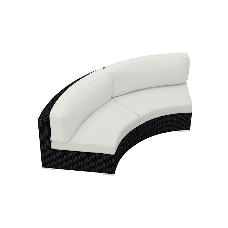 Transitional Urbana Curved Wicker Loveseat with Sunbrella Cushions