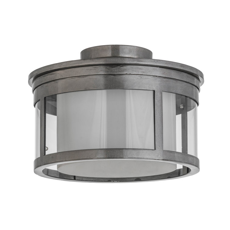 15'' Steel and Clear Glass Drum LED Flush Mount