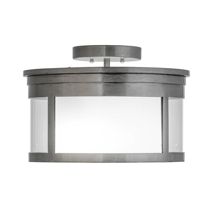15'' Steel and Clear Glass Drum LED Flush Mount