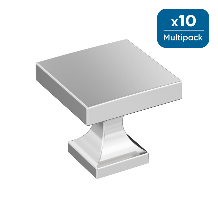 Polished Chrome Square Cabinet Knob with Mounting Hardware
