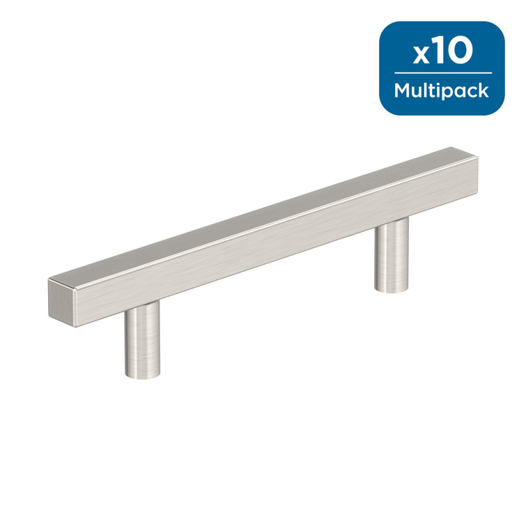 Brushed Nickel Modern Square Bar Pulls with Mounting Hardware, 10 Pack