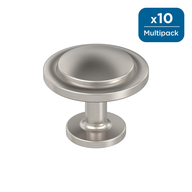 Satin Nickel Round Cabinet Knob with Mounting Hardware, 10 Pack