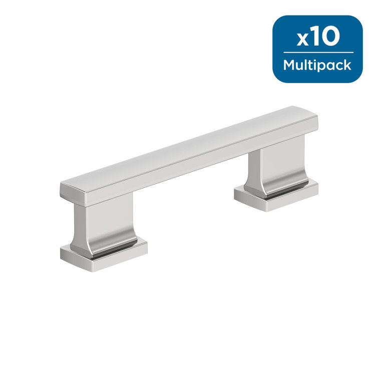 Polished Chrome Modern Cabinet Pulls with Mounting Hardware, 10-Pack