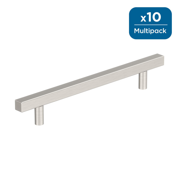 Satin Nickel Brushed Modern Bar Pulls with Mounting Hardware, 10 Pack