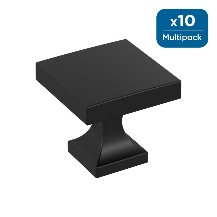 Matte Black Square Cabinet Knob with Mounting Hardware, 10-Pack