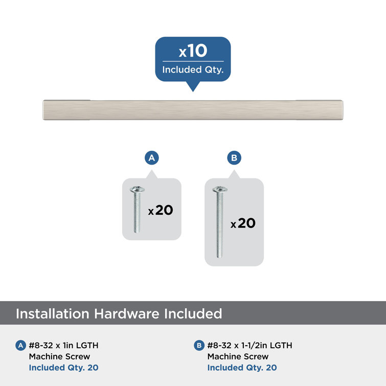 Satin Nickel 4.88" Modern Cabinet Pulls with Mounting Hardware