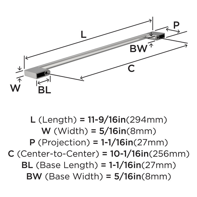 Polished Chrome Modern Cabinet Bar Pulls, 10 Pack