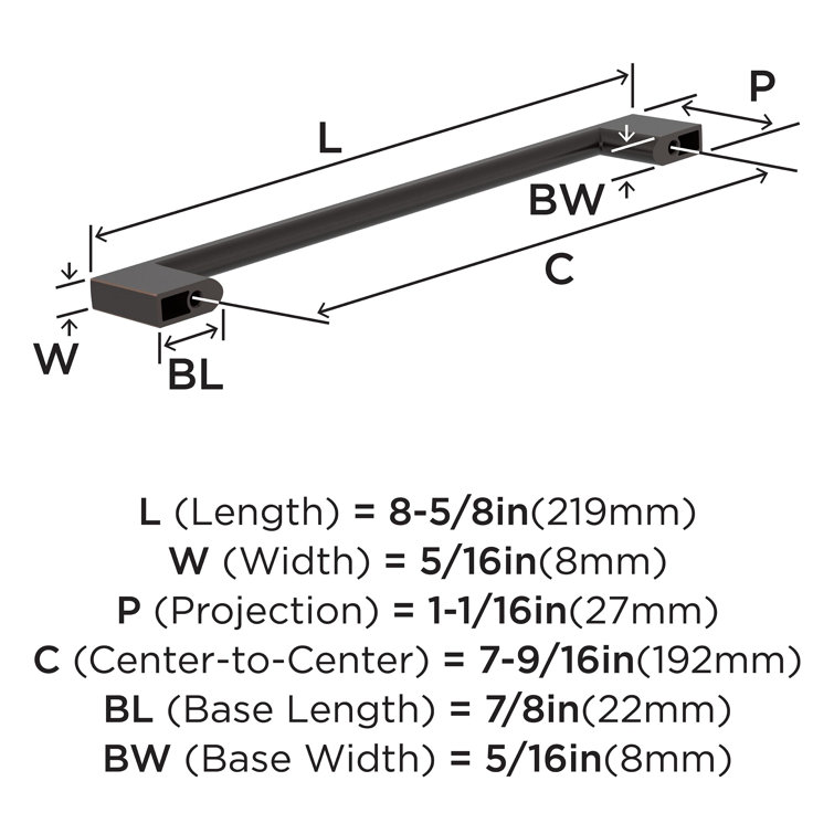 Oil Rubbed Bronze Modern Cabinet Pulls with Mounting Hardware, 10 Pack
