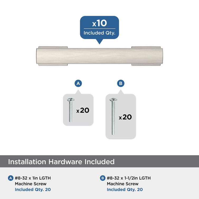 Satin Nickel Brushed Modern Cabinet Bar Pulls with Mounting Hardware