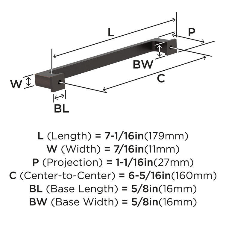 Oil-Rubbed Bronze Modern Bar Cabinet Pulls, 10-Pack