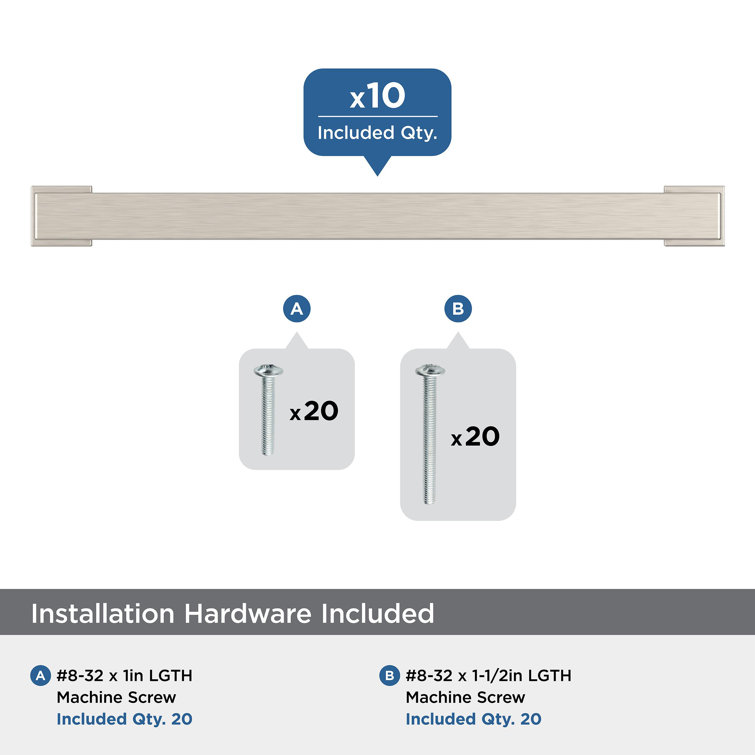 Satin Nickel Brushed Cabinet Pulls with Mounting Hardware