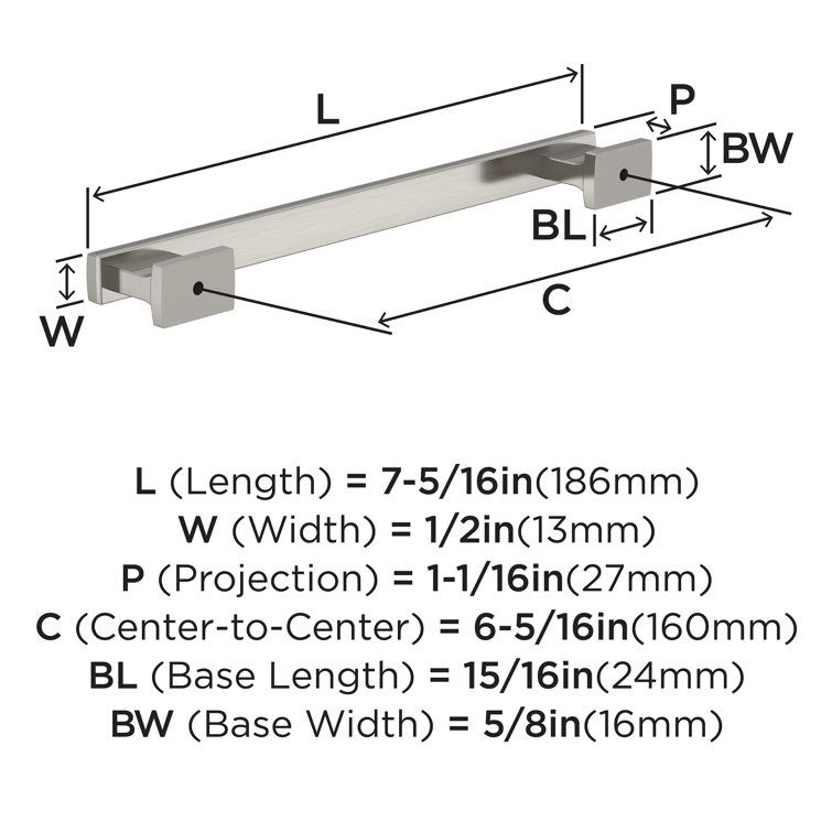 Triomphe Satin Nickel Modern Cabinet Pulls with Mounting Hardware