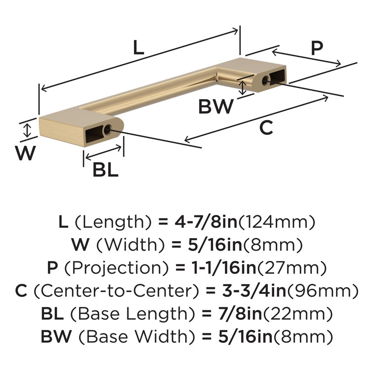 Champagne Bronze Modern Bar Cabinet Pulls with Mounting Hardware