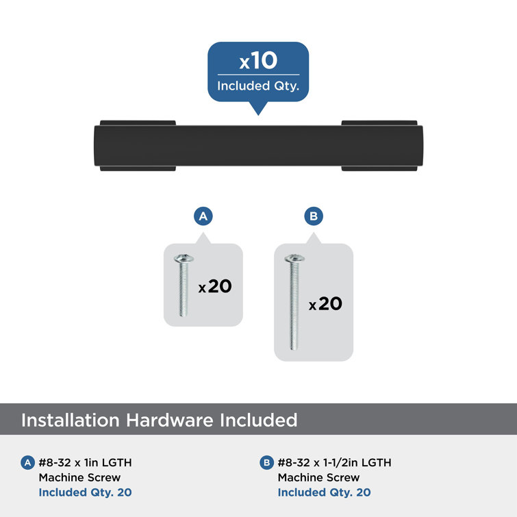 Matte Black 3" Modern Cabinet Pulls with Mounting Hardware