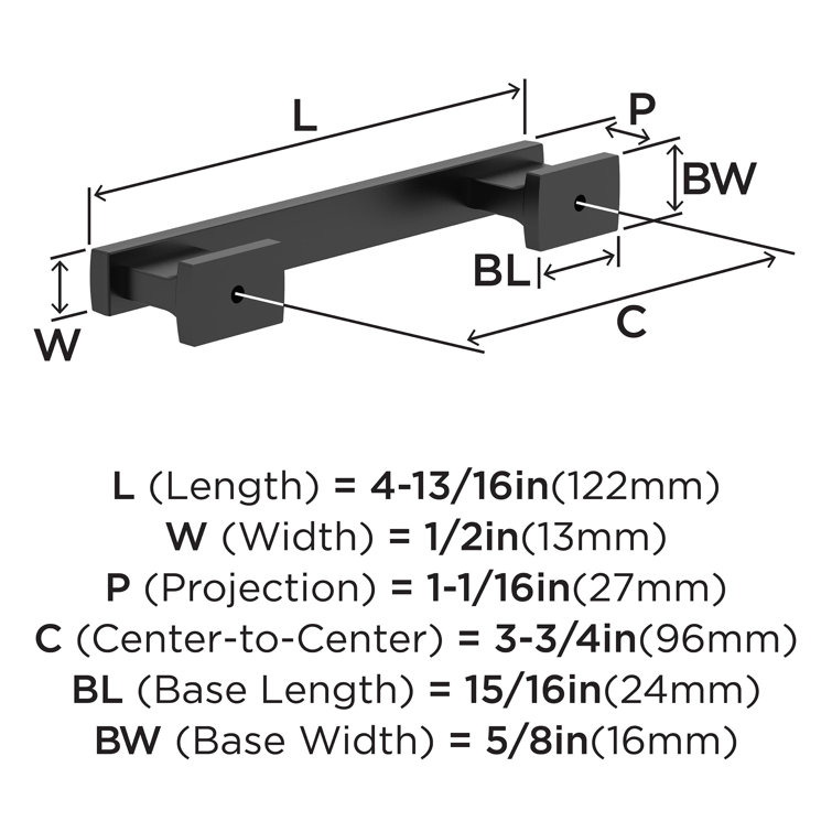 Matte Black Modern Cabinet Pull with Mounting Hardware
