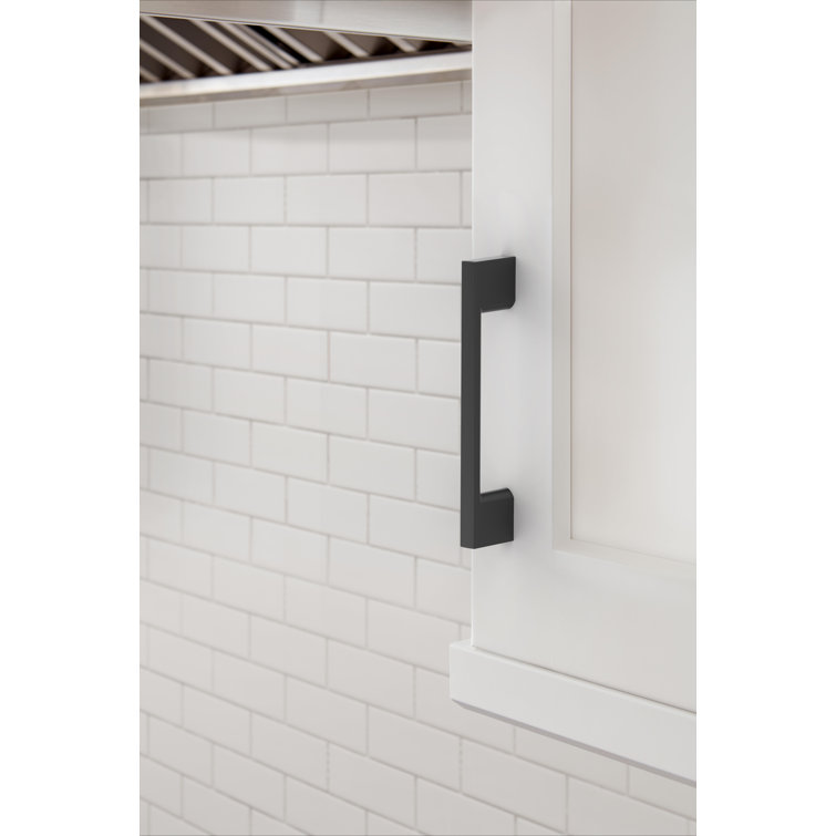 Matte Black Modern Bar Cabinet Pulls with Mounting Hardware, 10 Pack