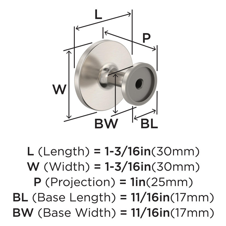 Satin Nickel Round Cabinet Knob with Mounting Hardware, 10 Pack
