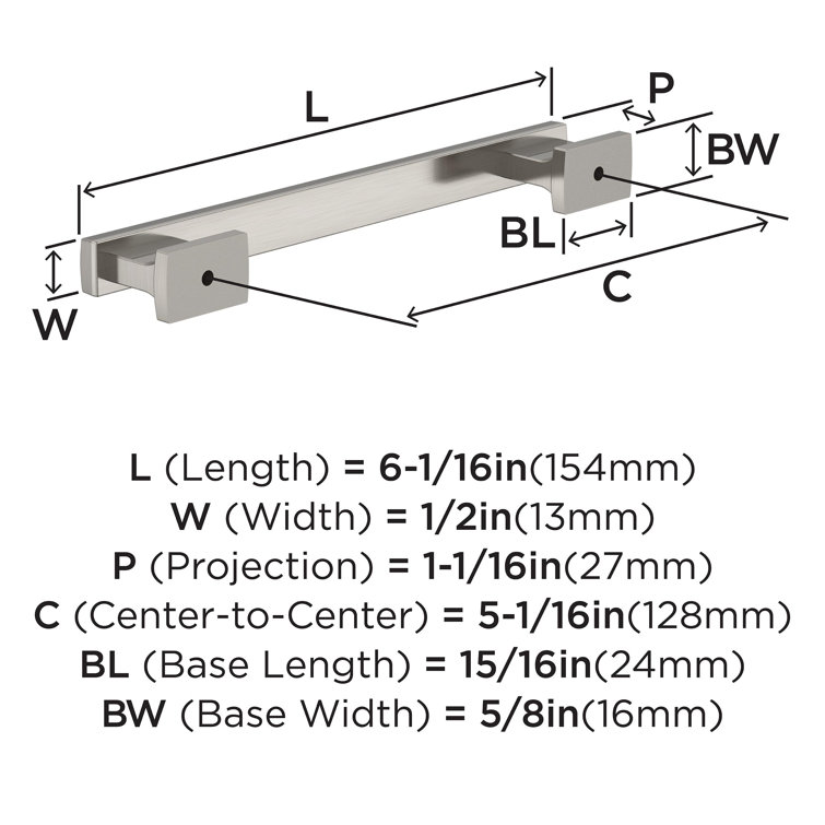 Satin Nickel Brushed Modern Cabinet Pull Bar with Mounting Hardware