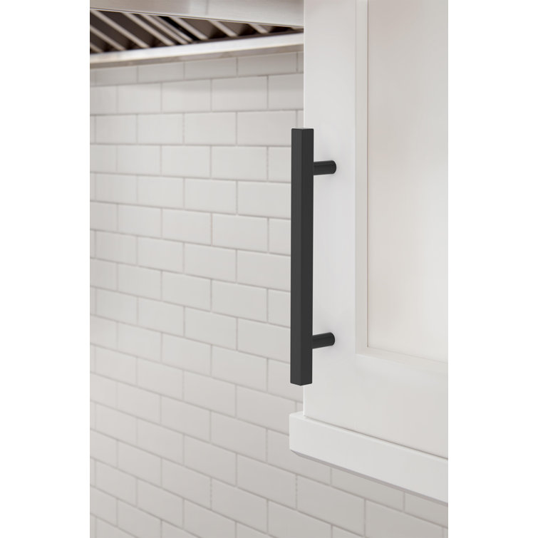 Matte Black Modern Bar Cabinet Pulls with Mounting Hardware, 10 Pack