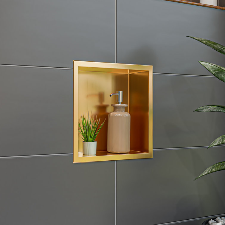 12" x 12" Brushed Gold Stainless Steel Shower Niche