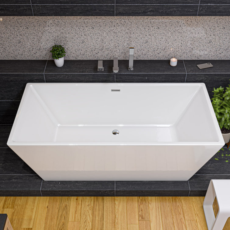 67'' White Freestanding Acrylic Soaking Bathtub