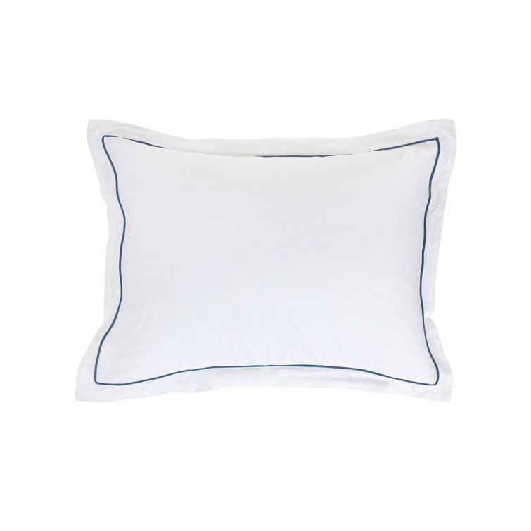 Queen White and Navy Bamboo Sateen Duvet Cover Set