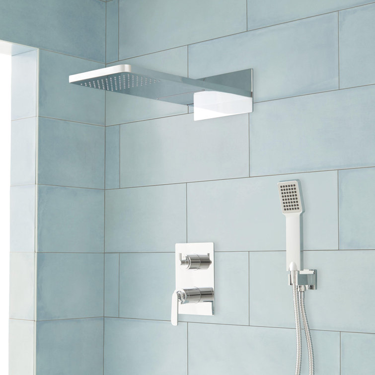 Chrome Square Rainfall Shower System with Handheld