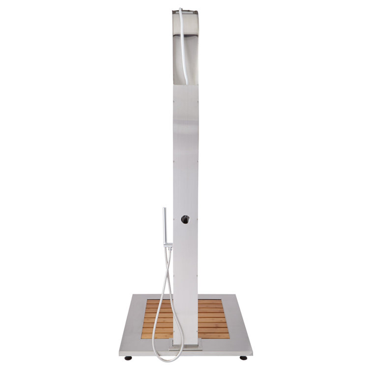 Alvin Stainless Steel Outdoor Shower Panel with Bamboo Tray