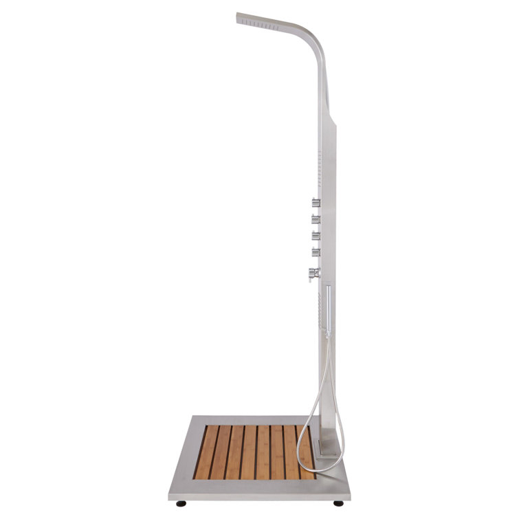 Alvin Stainless Steel Outdoor Shower Panel with Bamboo Tray