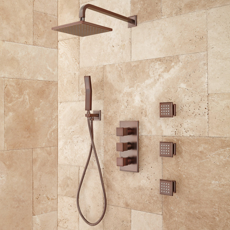 Oil Rubbed Bronze Multi-Head Rain Shower System with Handheld