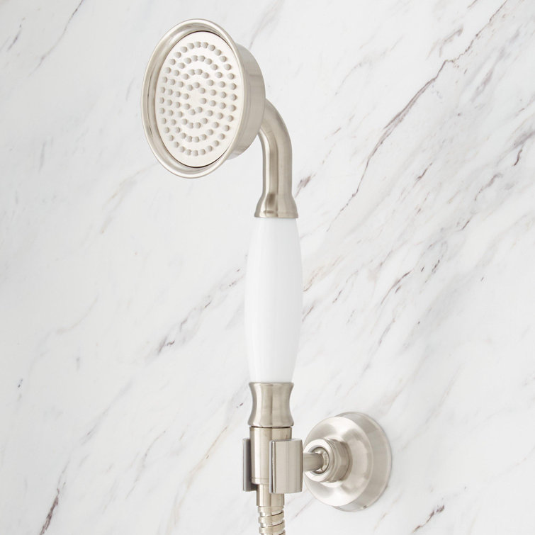 Brushed Nickel Rainfall Shower System with Handheld and Thermostatic Valve