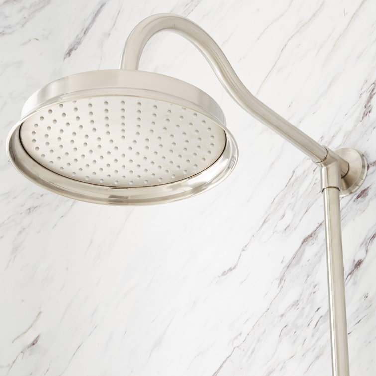 Brushed Nickel Rainfall Shower System with Handheld and Thermostatic Valve